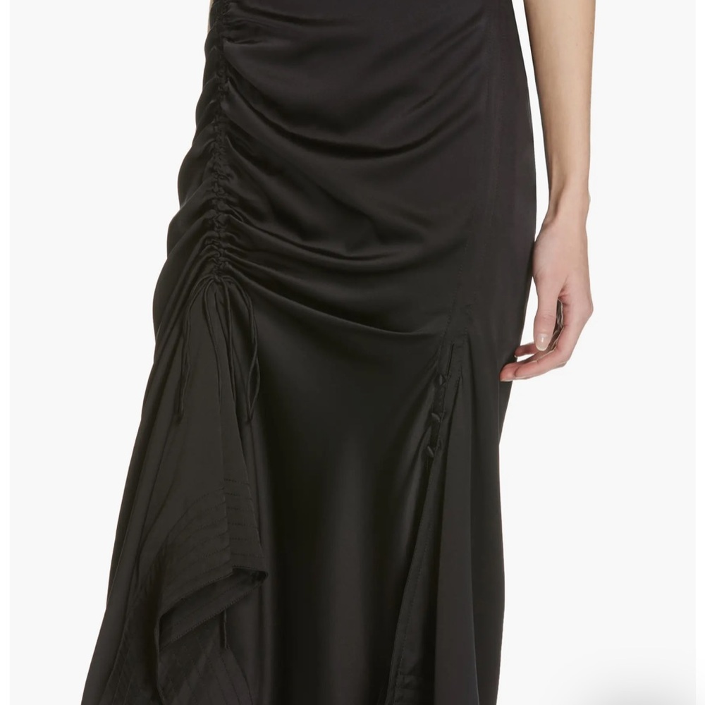 Elegant Black Ruched Silk Skirt